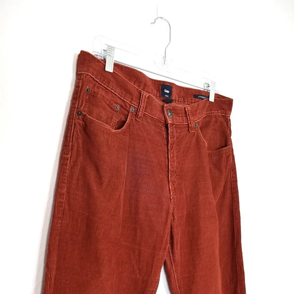 GAP Factory Mens Corduroy Pants Sz 32/30 Straight Fit 100% Cotton 5 Pocket Rust - Picture 5 of 16